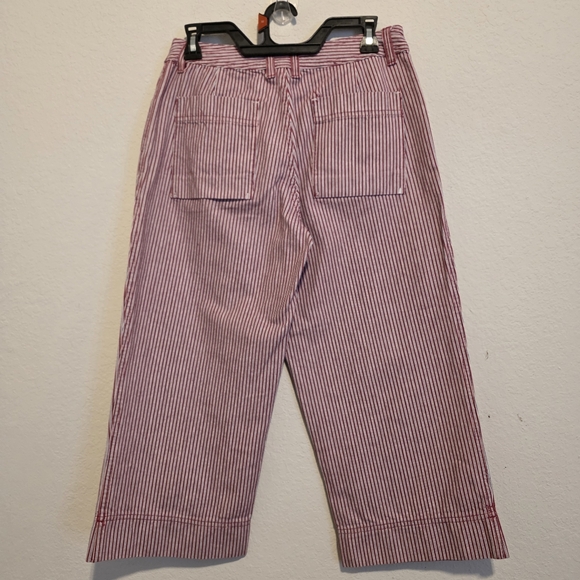 Vintage Riveted by Lee Capri Striped Red Wide Leg 100% Cotton Women's 6M - Picture 4 of 10